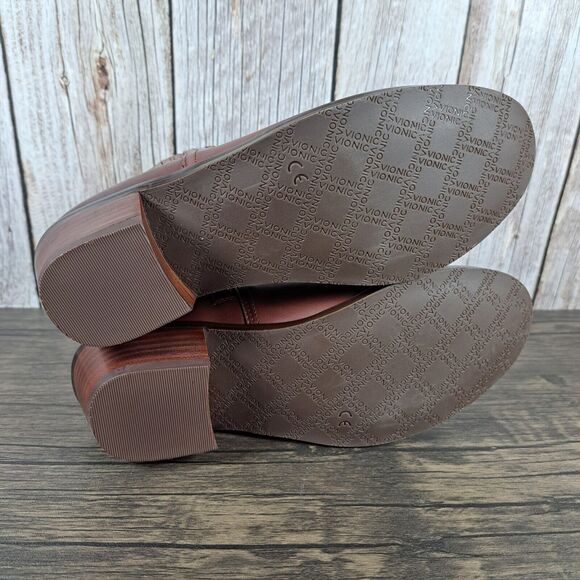 Vionic Joy Bethany Leather Waterproof Side Zip Ankle Bootie Women's Sz 6 Beaver - Picture 8 of 10